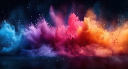 Obraz na płótnie Canvas Color explosion colorful rainbow powder flight explosion