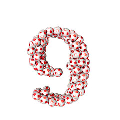 3d symbol made from red soccer balls. number 9
