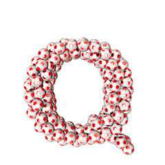 3d symbol made from red soccer balls. letter q