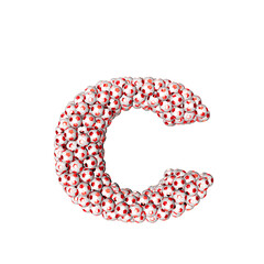 3d symbol made from red soccer balls. letter c