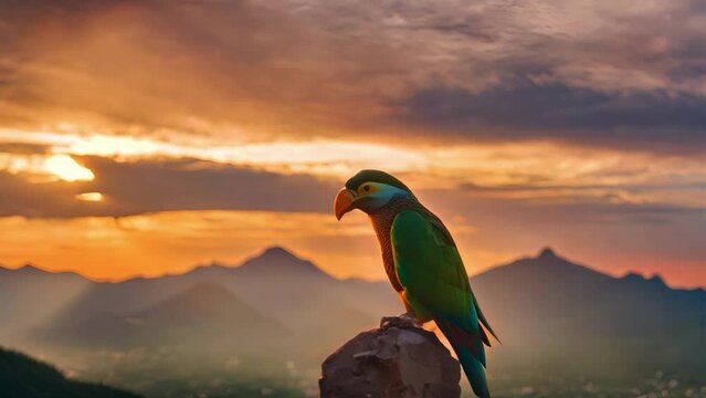 Parrot Perched on Top of a Rock