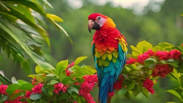 Colorful Parrot Perched on Tree: A Vibrant Sight in Nature