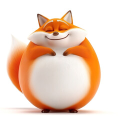 Obraz premium Funny overweight red fox in shape of a ball, in style of cartoon character