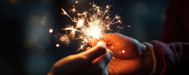 celebrate by setting off fireworks at night - obrazy, fototapety, plakaty