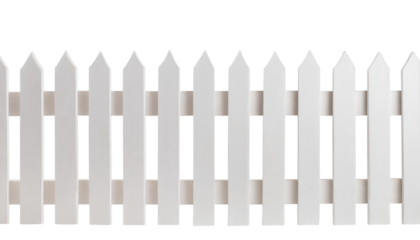 White picket fence isolated cutout on transparent