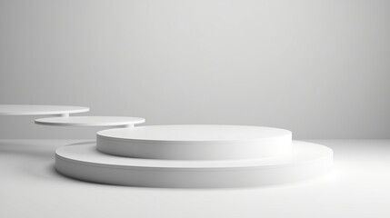 3d background product display podium with staris. white empty space.
