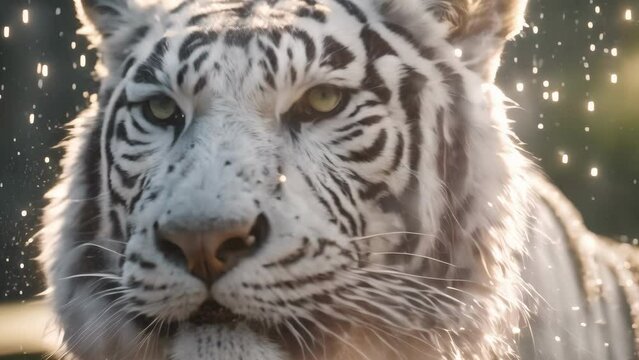 Close-Up of White Tiger Staring at Camera