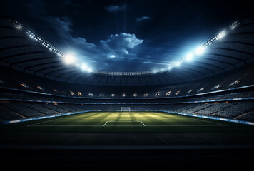 Fototapeta na wymiar night view of a footbal, soccer stadium. 