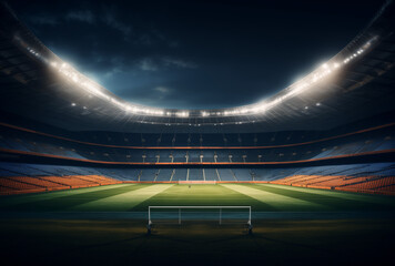 Fototapeta na wymiar night view of a footbal, soccer stadium. 