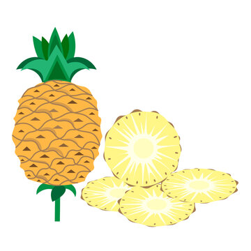  Ripe pineapple and sliced pieces