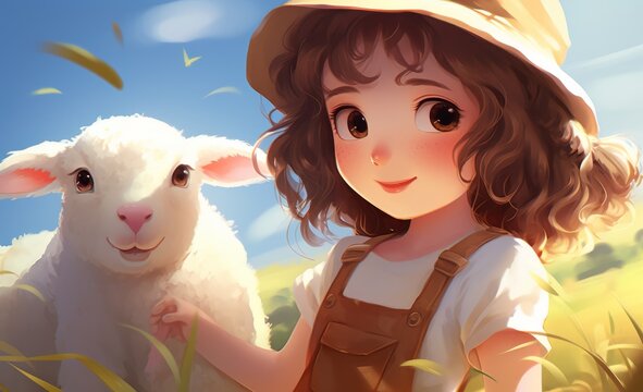 a liitle sweet girl as a shepperd