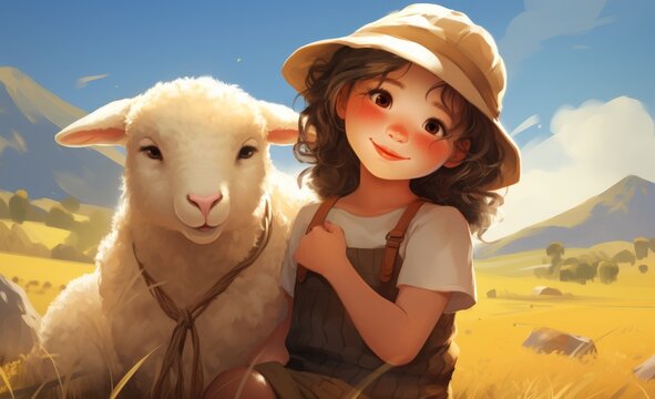 a liitle sweet girl as a shepperd