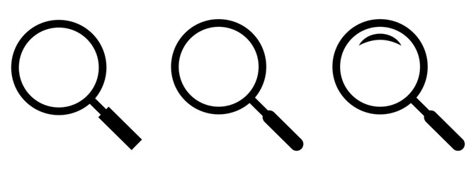 Set of magnifying glass icons. Vector illustration, EPS10