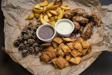Delicious fried potatoes. Close ups