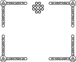 Rectangular Celtic Border with Triquetra and Knot - obrazy, fototapety, plakaty
