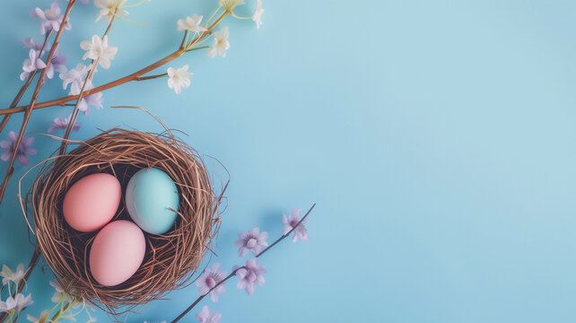 Easter, nest, colored eggs, advertisement, chocolate, holiday.