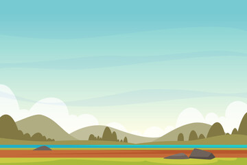 Landscape cartoon background with place for personal text