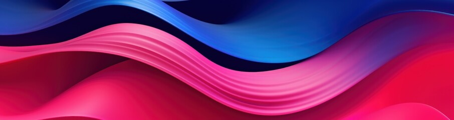 Waves in blue, pink and purple for technology background. Generate AI image - obrazy, fototapety, plakaty