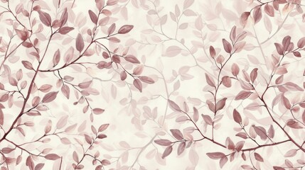  a close up of a wallpaper with a tree branch pattern on the side of the wall and a white background with a pink and red tree branch pattern on the other side of the wall.
