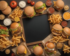 Obraz na płótnie Canvas Fast Food Menu Frame: Delicious Options for Quick Dining