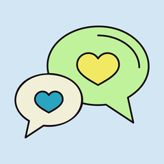 Speech bubbles heart icon. Happy Valentines Day