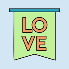 Flag with inscription Love vector icon