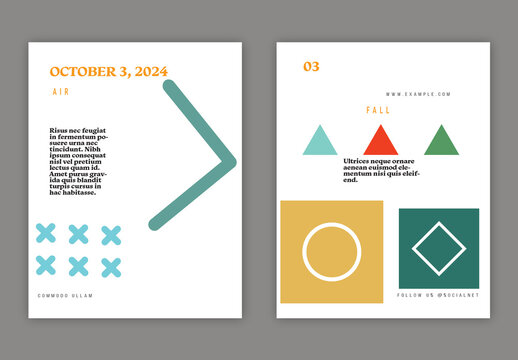 US Letter Flyer Template Very Minimal With Simple Bright Geometric Shapes