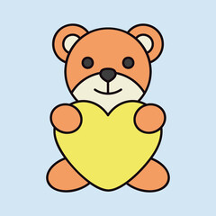 Obraz premium Teddy holding in the paws of big heart icon
