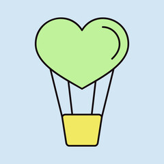 Heart air balloon vector isolated icon