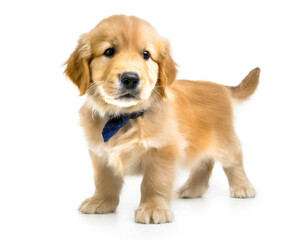 Hund Golden Retriever baby stehend isoliert auf wei&szlig;en Hintergrund, Freisteller 