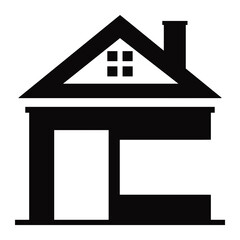 Black Real Estate Icon Isolated on White