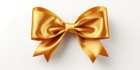 Golden silk bow on white background. Generative AI