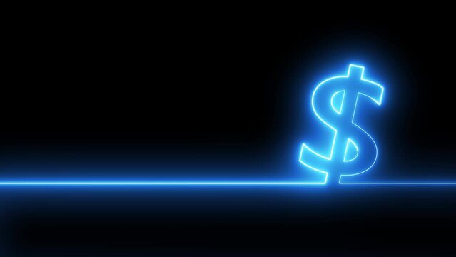 Glowing neon line american currency dollar sign icon isolated on transparent background. 4K motion graphic animation of usa currency dollars sign .
