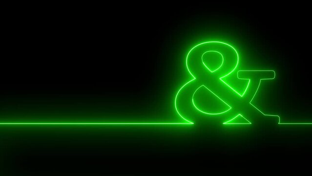 Animated Glowing Font - And Symbol. Animated Neon Lights with Reflection Themed Font And Symbol.