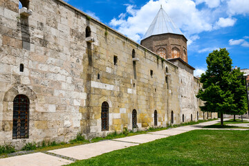 Cifte Minareli Medrese (Double Minaret Thelogical Schools). The structure is located at the city center. The structure has the biggest portal among the other theological schools in Anatolia. Sivas .