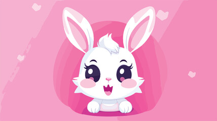 Obraz na płótnie Canvas Cute bunny with relieved smile semi-flat vector.