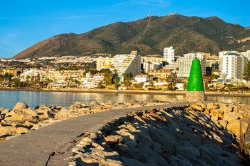 Sunrise over Mediterranean sea in Benalmadena, Malaga, Costa del sol, Spain