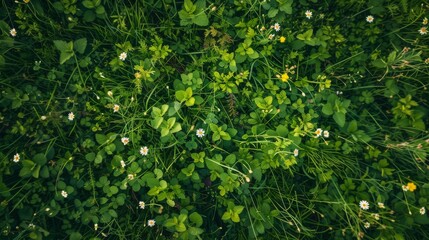 Obraz premium Early spring green grass close up shot