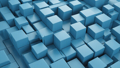 Obraz premium Abstract 3d render, blue geometric background design