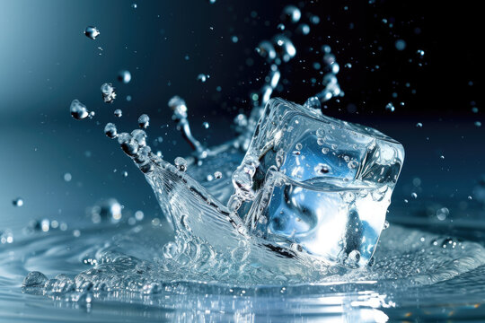 photo of a solid and liquid state with a ice and a water