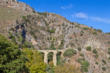 Fototapeta na wymiar The bridge of Sima in Crete island, the highest built bridge in Crete and a construction miracle for the time it was built.