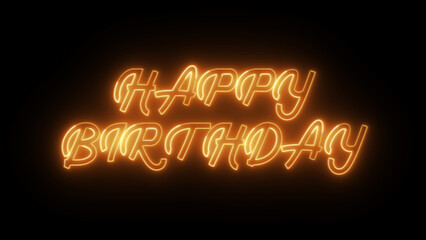 Naklejka na ściany i meble Happy birthday neon icon. Happy birthday neon sign. Happy Birthday neon banner on black background.
