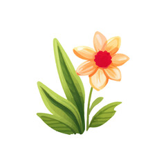 cute spring flower on a white background. vector element. narcissus bud. yellow plant