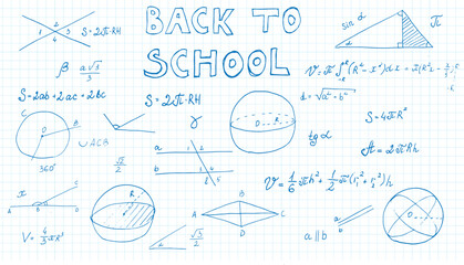 Handwritten math sketch on notebook. Back to school sketch