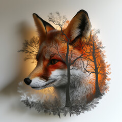 An artistic rendering fuses the visage of a fox with a winter tree landscape, its branches creating the fur contours, symbolizing the deep connection between wildlife and their habitats