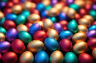 Fototapeta na wymiar Colorful easter background with eggs and bokeh effect