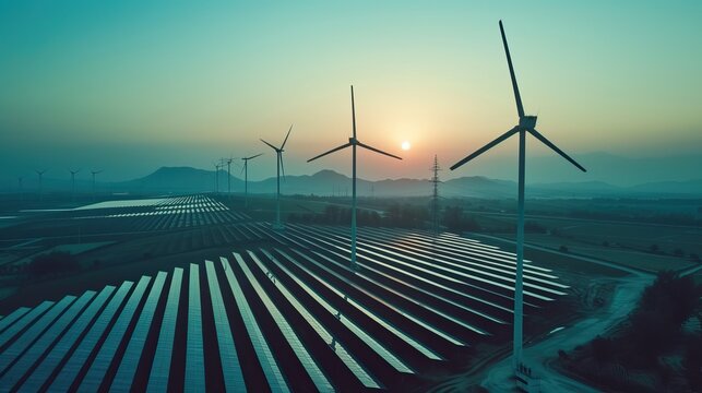 A picturesque scene with a group of windmills gracefully standing in the lush green grass.