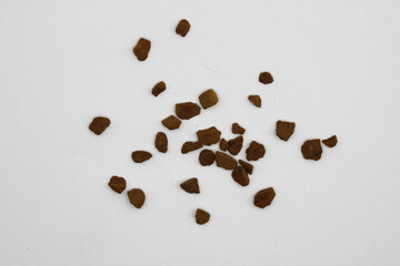 Granulated instant coffee on a white background