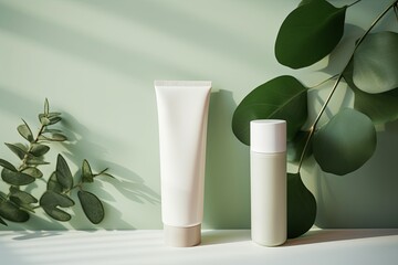 Eco-Friendly Skincare Tube Bottle Set Mockup
