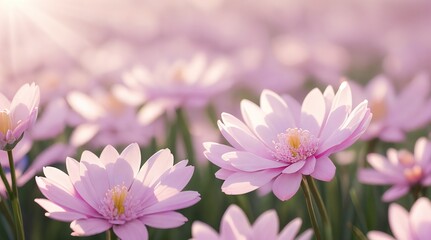 Fototapeta premium Spring background with flowers and sunshine.